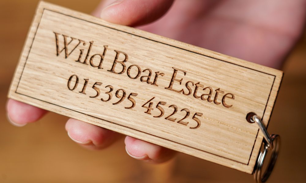 Wooden key ring made for the Wild Boar Estate